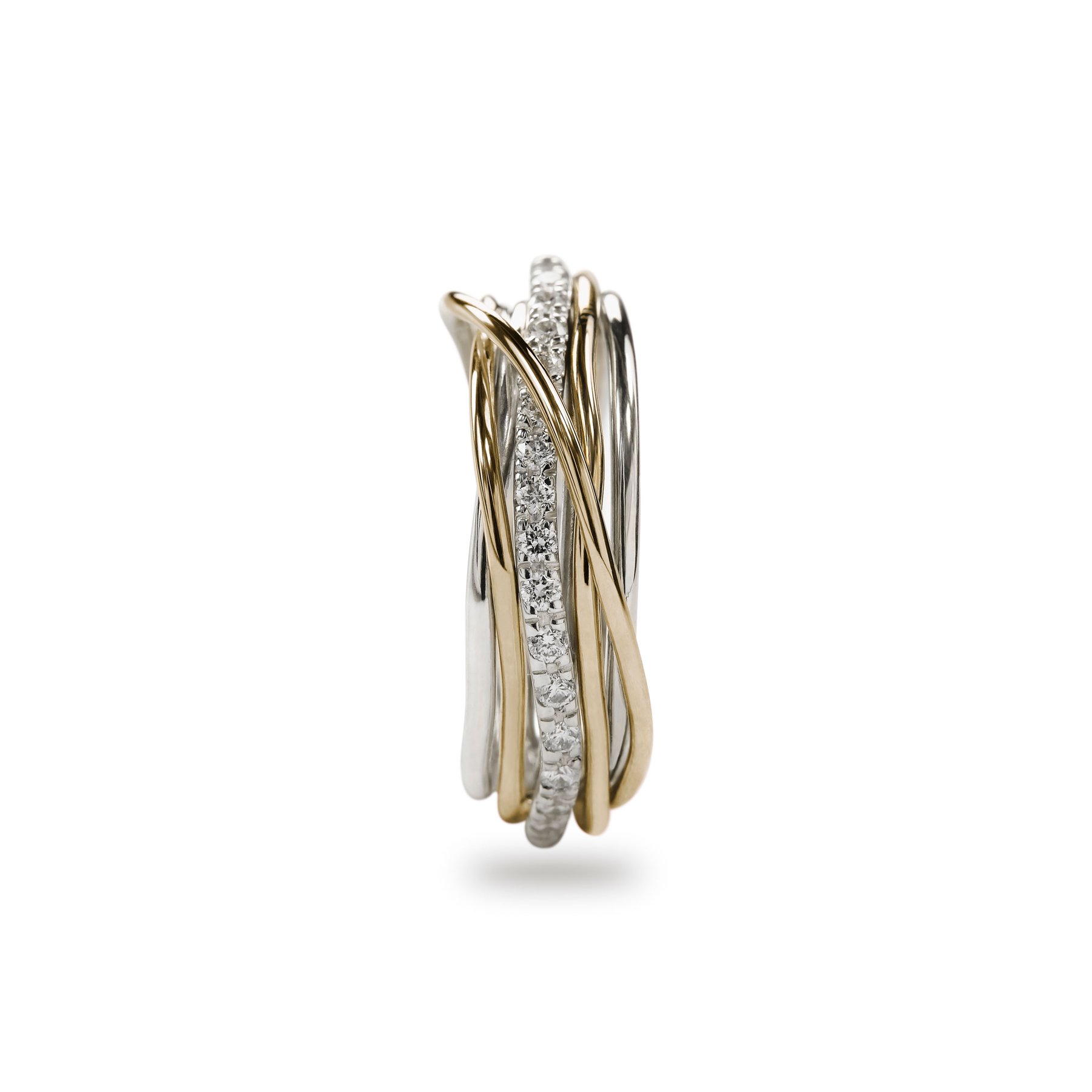 Anello Filodellavita Classic 7 fili in Oro giallo, Argento e Diamanti