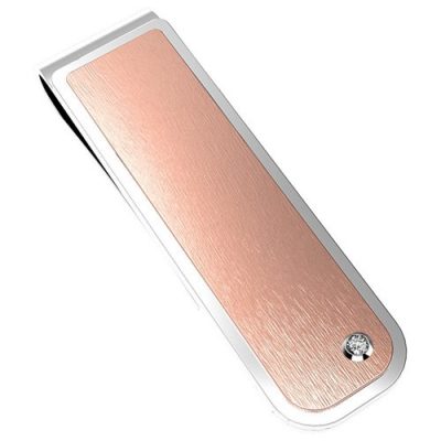 Fermasoldi Hi-Teck in acciaio satinato e zaffiro.