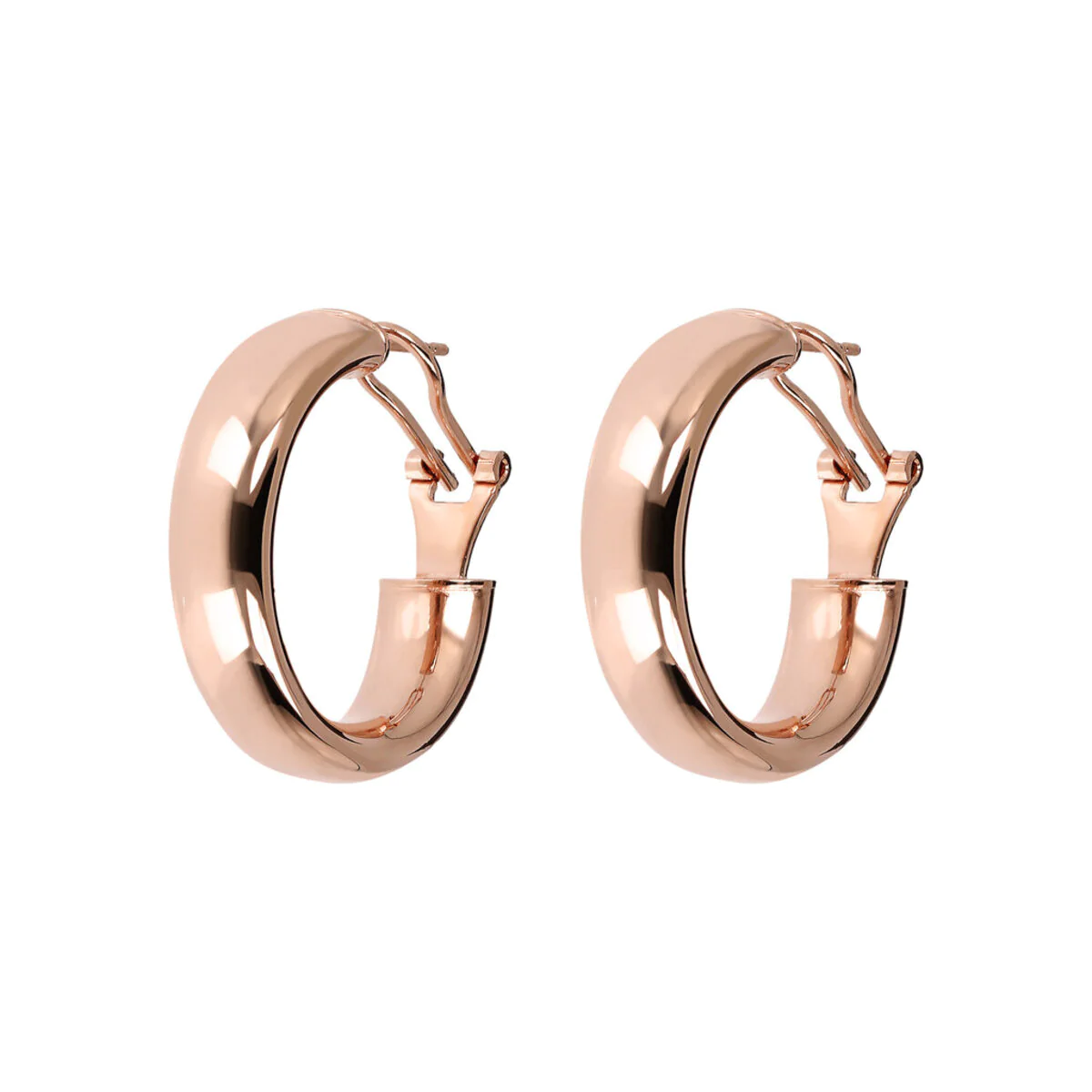 Orecchini A Cerchio Sleeper Oro Rosa 9kt: Modello Attorcigliato, Grandezza 20mm