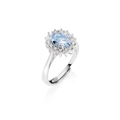 Anello Adattabile Royal Lady Zircone Acquamarina