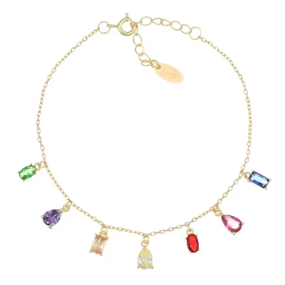 Bracciale Chandelier Arcobaleno Dorato