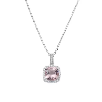Collana Lady Con Morganite Taglio Radiant e Zirconi Bianchi