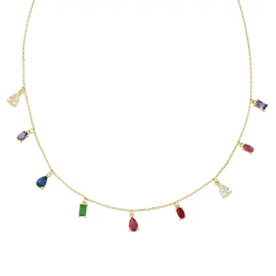 Collana Chandelier Arcobaleno Dorata