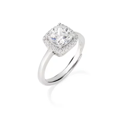 Anello Lady Regolabile con Zircone Bianco Taglio Radiant