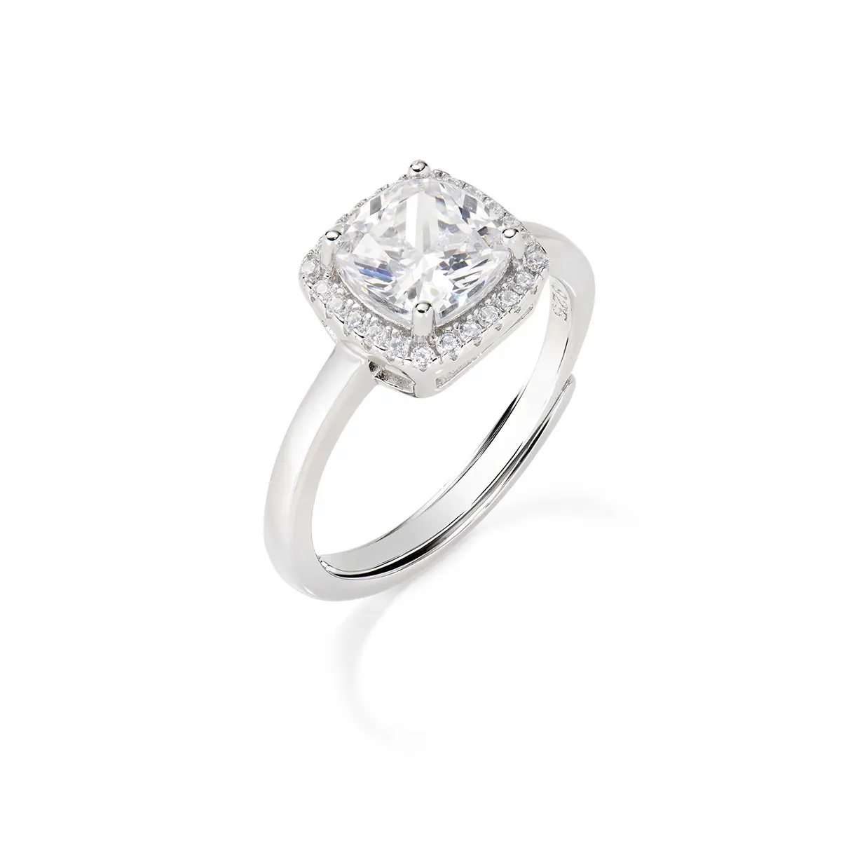 Anello Lady Regolabile con Zircone Bianco Taglio Radiant