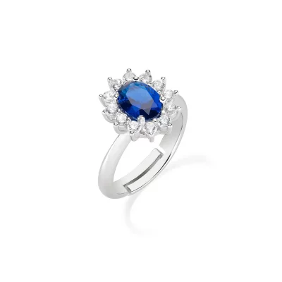 Anello Adattabile Royal Lady Zircone Blu