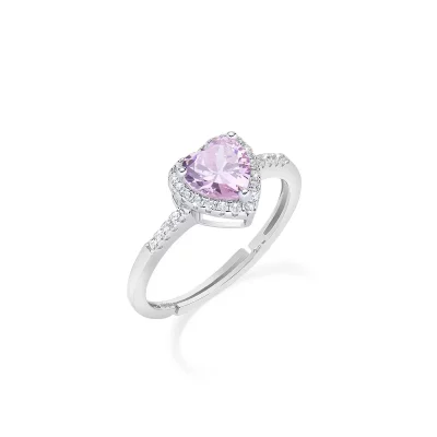 Anello Adattabile Rodio Cuore dell'Oceano Rosa