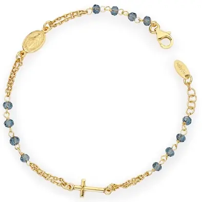 Bracciale Rosario Cristalli Croce Charm