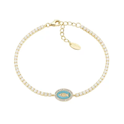 Bracciale Tennis con Miracolosa e Smalto Verde Mare