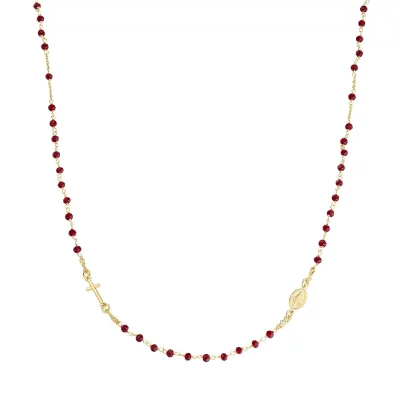 Collana Rosario Dorata con Cristalli Rossi