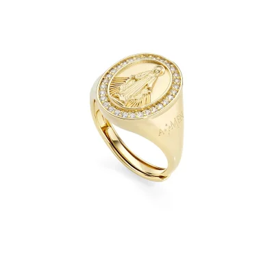 Anello Miracolosa Dorato con Zirconi Bianchi